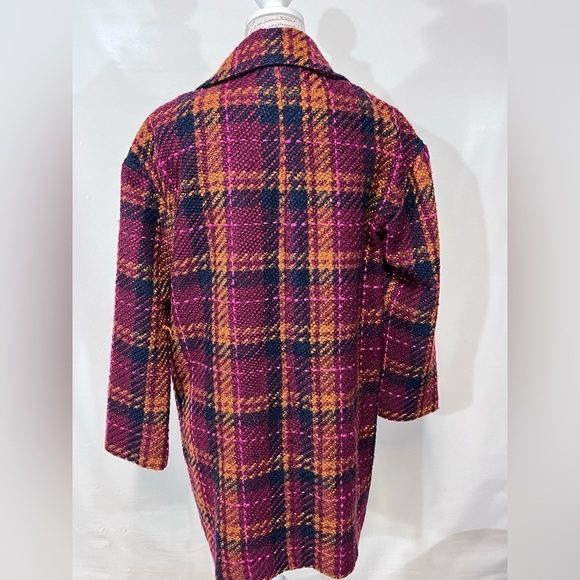A NEW DAY Maroon, orange &‎ black plaid wool blend jacket size M - Picture 9 of 14